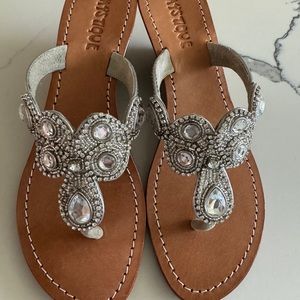 NWOT Mystique Wedge Jeweled Sandals